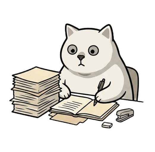 cat doing paperwork
